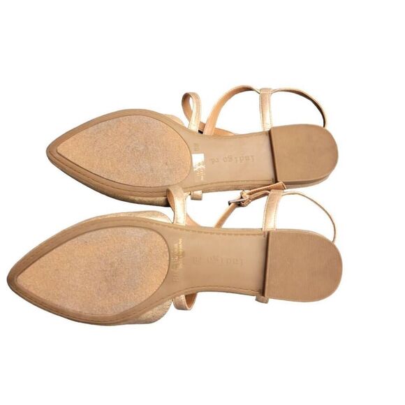 Indigo Rd Gold Metallic Faux Leather Strappy Pointy Toe Sandals Shoes - Picture 7 of 8